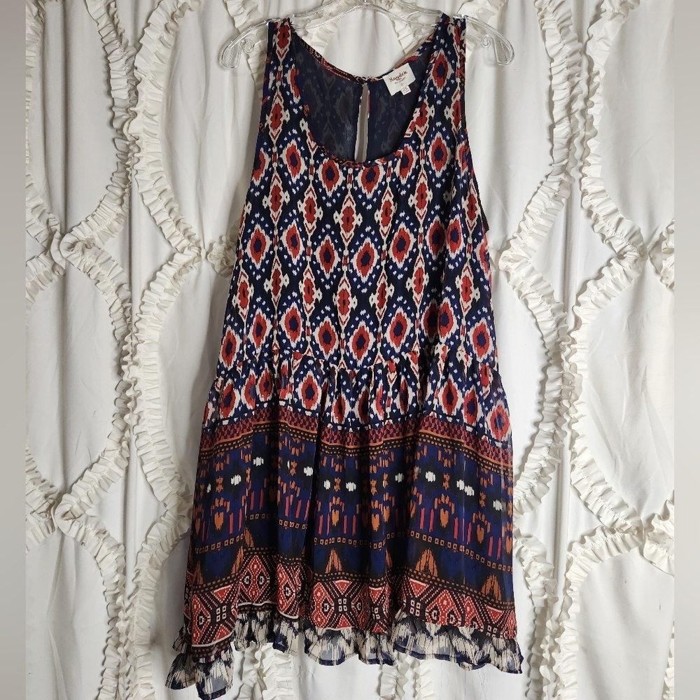 Hayden Western Country Tribal Sleeveless Blue Dress size 1XL Boho